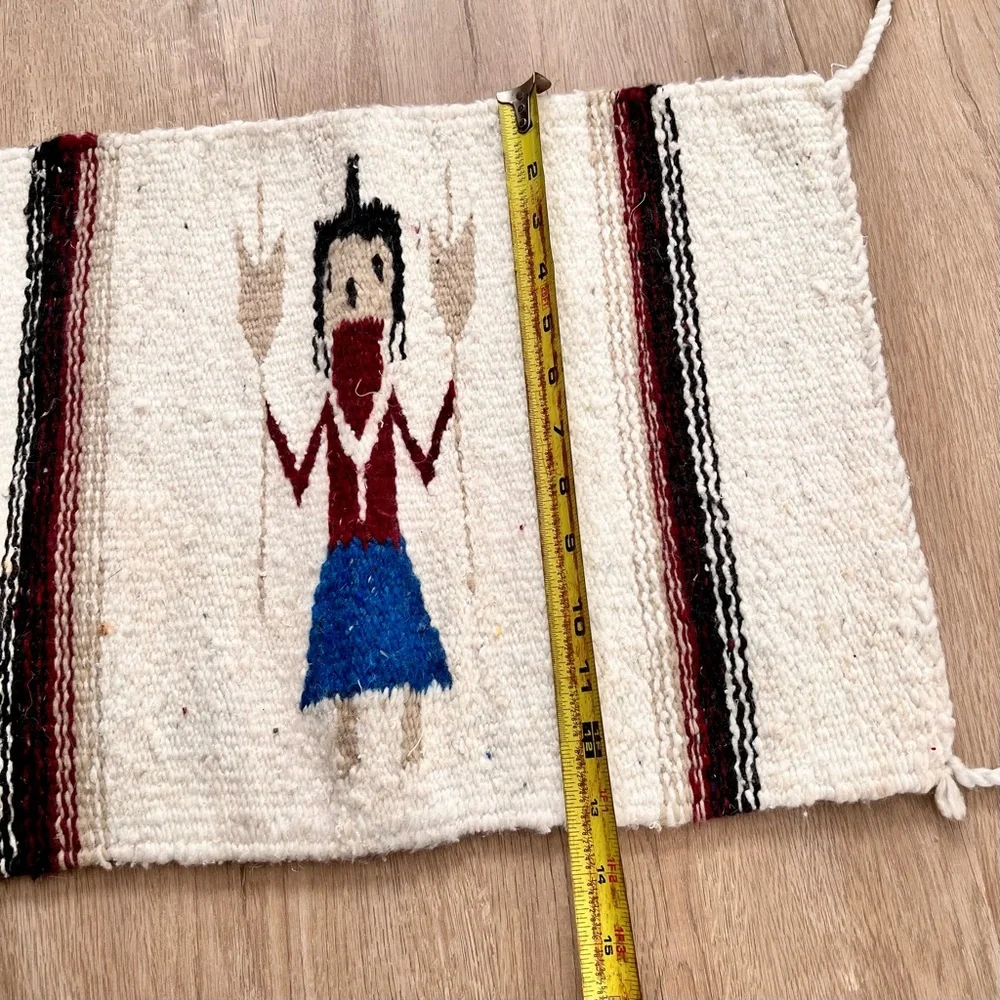 Navajo Yei Pictorial Weaving Handmade Rug Vintage Native American Art 18.5 X 13”